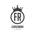 FR Letter Logo Design with Circular Crown