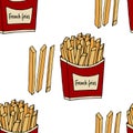 Fried potatoes. Seamless pattern. hand drawn vector illustration.