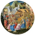 The Adoration of the Magi painted by Beato Angelico ad Filippo Lippi Royalty Free Stock Photo