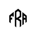 FRA letter logo design with polygon shape. FRA polygon and cube shape logo design. FRA hexagon vector logo template white and