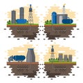 Fracking zone and oil industry emblems