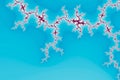 Fractal of abstract japan sakura branches with cherry blossom flowers on sky turquoise background