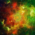 Rainbow Yantra in Space | Fractal Art Background Wallpaper