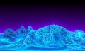 Neon blue coral mountains. Fantasy Fractal background. 3D Rendering Royalty Free Stock Photo