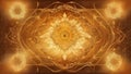 fractal background with ornament gold brown mandala of sacred geometry on a gradient background. Squares, diamonds, and leaves