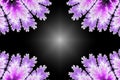 Abstract fractal background in violet with copyspace. Flat wedding template with frame on light background for decorative design