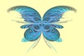 Fractal, a beautiful blue butterfly on a yellow background Royalty Free Stock Photo