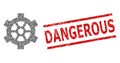 Gear Recursion Mosaic of Gear Items and Grunge Dangerous Seal Stamp