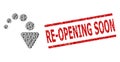 Redo Recursive Mosaic of Redo Items and Textured Re-Opening Soon Seal Stamp