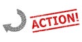 Rotate Recursion Composition of Rotate Icons and Scratched Action! Seal Stamp