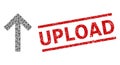 Up Arrow Recursive Mosaic of Up Arrow Icons and Scratched Upload Seal