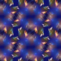 Fractal, colorful seamless pattern for textiles on a blue background Royalty Free Stock Photo