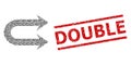 Double Right Arrow Recursion Collage of Double Right Arrow Icons and Grunge Double Stamp