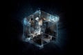 Fractal cube on a black background. 3d rendering.