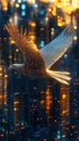 Fractal Eagle: Soaring Above a Digital Skyline Royalty Free Stock Photo