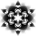 Fractal flower. Mandala. Black and white round lines fractal pattern. Floral mandala. Beautiful vector lines ornaments. Abstract Royalty Free Stock Photo
