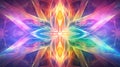 Fractal glassmorphism Kaleidoscopic abstract design with a split tone colored background. Generative AI