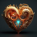 Fractal heart. Digital artwork for creative graphic design. abstract geometric composition.