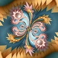 A fractal image of a butterfly with a blue background. Royalty Free Stock Photo