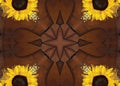 Fractal abstract background in brown and Yellow Flower . Kaleidoscope Royalty Free Stock Photo