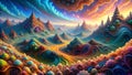 Fractal Landscape: A Journey Through a Recursive Dimension  generative AI Royalty Free Stock Photo