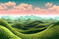 fractal landscape with rolling hills and sunny skies