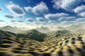 fractal landscape with rolling hills and sunny skies