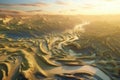 fractal landscape, with rolling hills and winding rivers