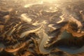 fractal landscape, with rolling hills and winding rivers