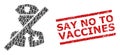 No Police Sheriff Composition of No Police Sheriff Icons and Scratched Say No to Vaccines Stamp