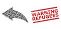 Undo Recursion Collage of Undo Icons and Grunge Warning Refugees Seal