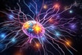 fractal motley light brain grafic, cognitive skills, brain neurons nerve synapses, learning habit, mindset knowledge accumulation