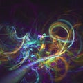 Fractal multi colored swirls over dark space abstract background Royalty Free Stock Photo