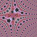 Fractal diagonal orchid flowers lines and square, pattern from tiles and border in pink ans lilas for banner or card