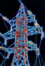 Fractal picture of electric tower high voltage post