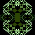 Fractal Pythagoras tree patterns, green ornament composed of small decreasing squares on black background, Royalty Free Stock Photo