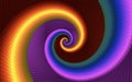 Fractal spiral geometric background of burgundy, yellow, lilac, blue, green and pink tones.