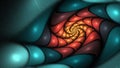 Fractal swirl flower - rotating animated flame fractal animation, seamless loop.