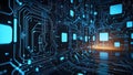 Fractal Technology and Computer Science: Data Circles, Math Concepts, and Texture Elements in a Space Design Backdrop Royalty Free Stock Photo