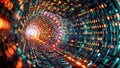 Fractal Tunnel: Binary Code & Data Visualization, generative ai Royalty Free Stock Photo