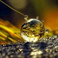 Fractal water drop light yellow nature background, Generative AI Royalty Free Stock Photo