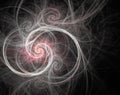 Fractal white-pink abstract swirls on black background Royalty Free Stock Photo