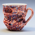 Fractalistic Coffee Cup: A Detailed Rendering Of Disfigured Forms