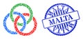 Debris Mosaic Circle Links Knot Icon with Malta Textured Seal