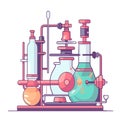 fractional distillation laboratory set up separation of homogeneous liquid mixtures using boiling Royalty Free Stock Photo