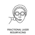 Fractional laser rejuvenation line icon in vector woman face with medical equipment