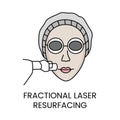 Fractional laser rejuvenation in vector woman face with medical equipment