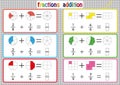 Fractions Addition, Printable Fractions Worksheets for students and Teachers, fraction addition problems. Add two fractions and wr