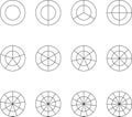 Circle pie with pieces. Segment slice set. Circles divided in segments from 1 to 12 isolated vector illustration. Fractions Pie