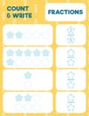 Fractions worksheet, math practice print page.